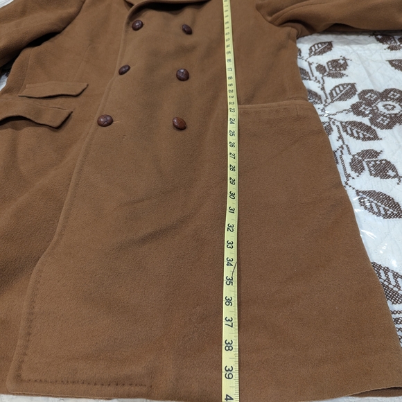 Men's Double-Breasted Brown Coat Curlee Wool, Car Coat, Vintage - Picture 4 of 14